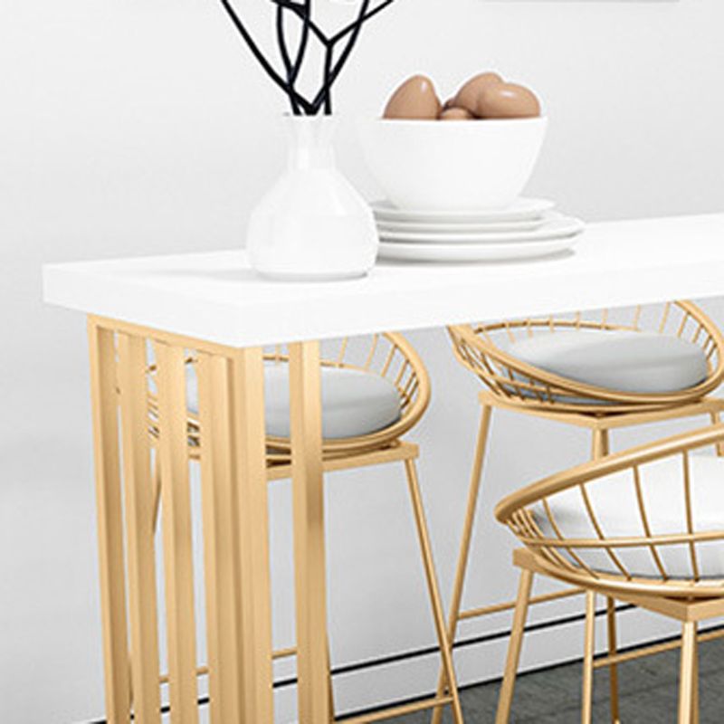 Glam 1/2/3/5 Pieces Bar Table Set Rectangle Bar Table with Metal High Stools for Kitchen