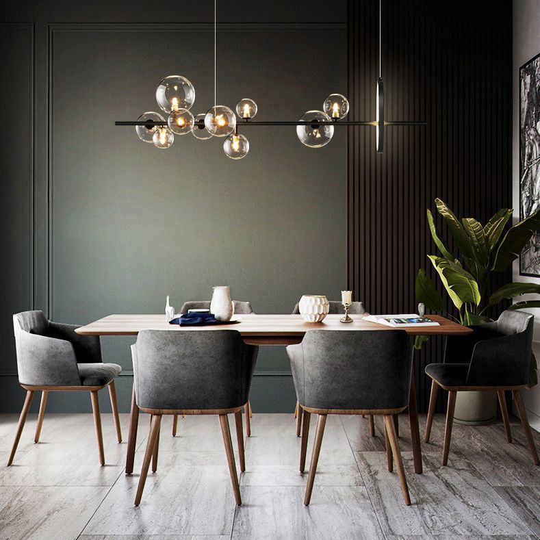 Modern Globe Glass Island Pendant Light Multi Light Metal Simplicity Style Hanging Lamp