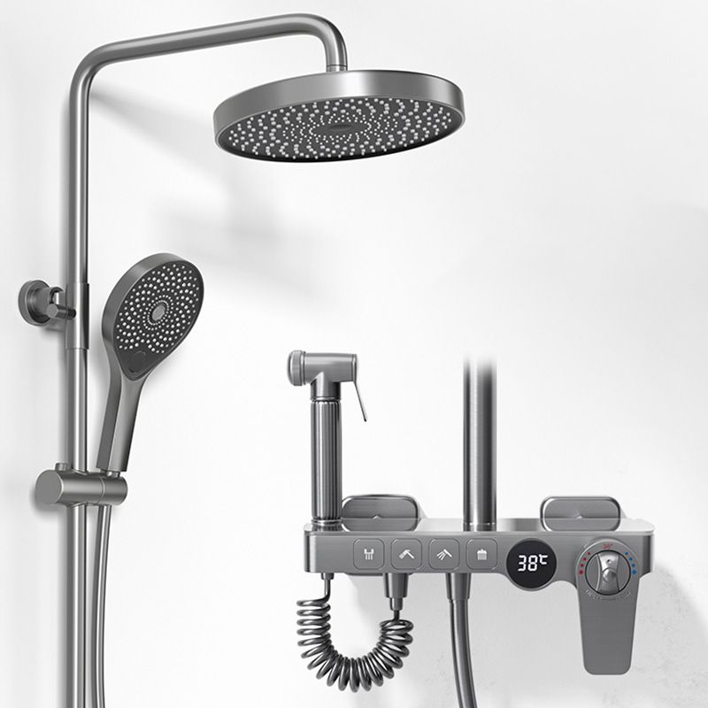 Contemporary Shower Set Dual Shower Head Slide Bar Thermostatic Wall Mounted Shower System