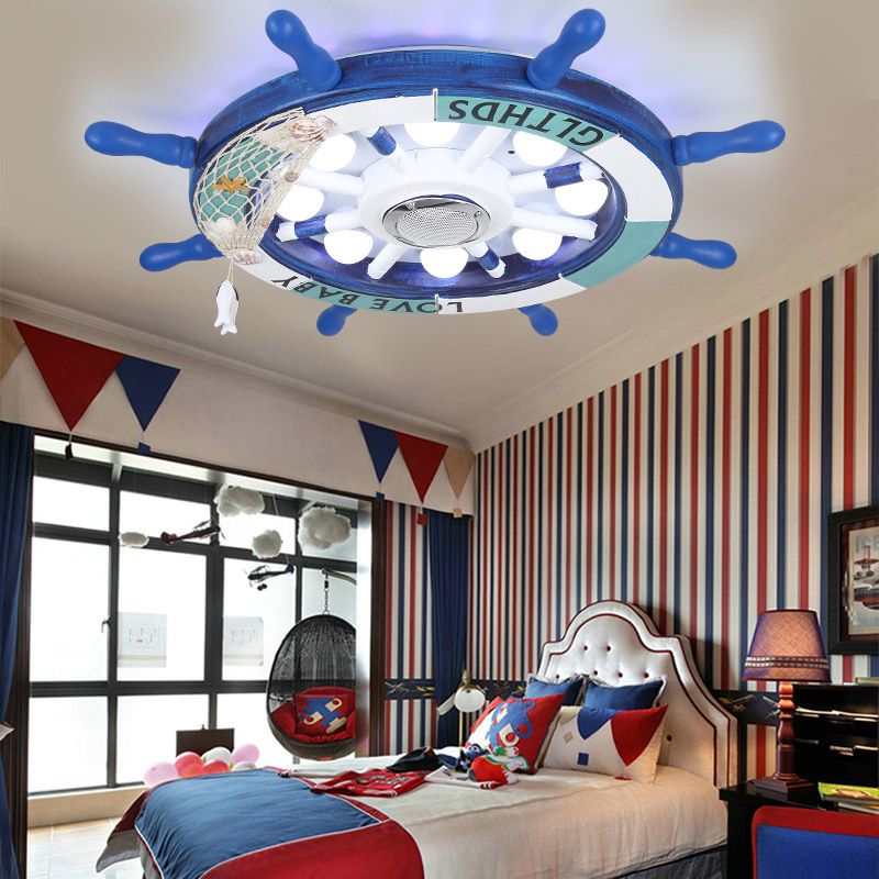 Plafonnier LED bleu en métal pour enfants, luminaire de plafond pour chambre d'enfant
