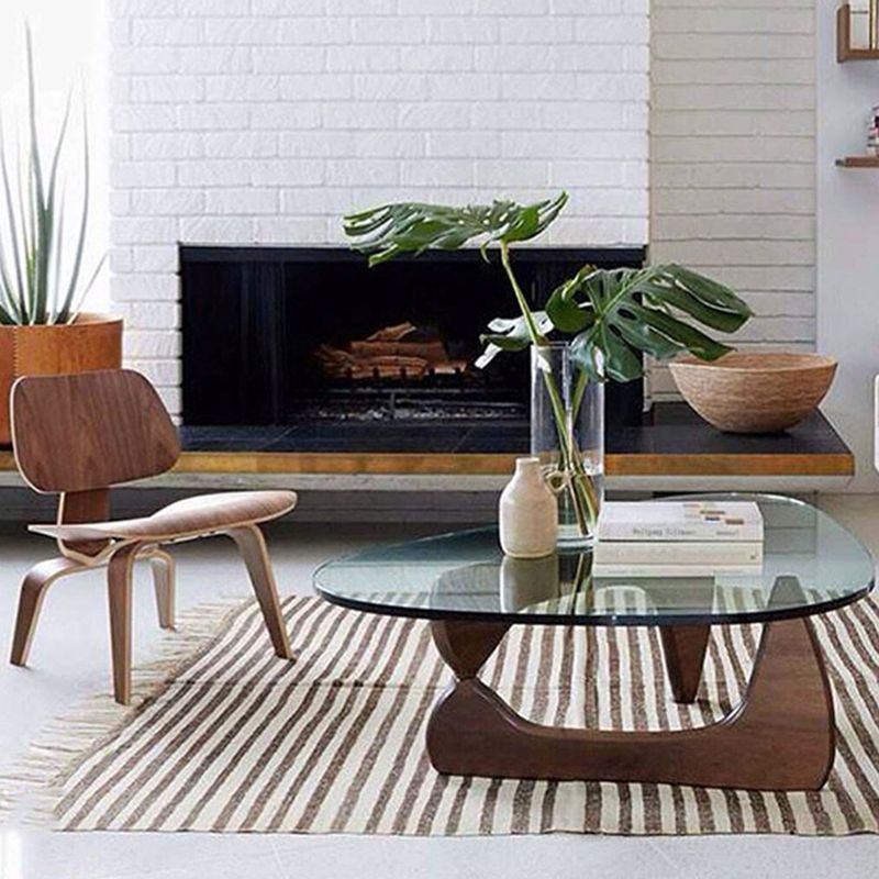 Triangle Glass Coffee Table Modern Minimalist Coffee Table for Living Room