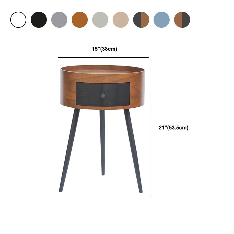 Modern 21.1" Tall 1-drawer Wooden Nightstand Metal Legs Night Stand