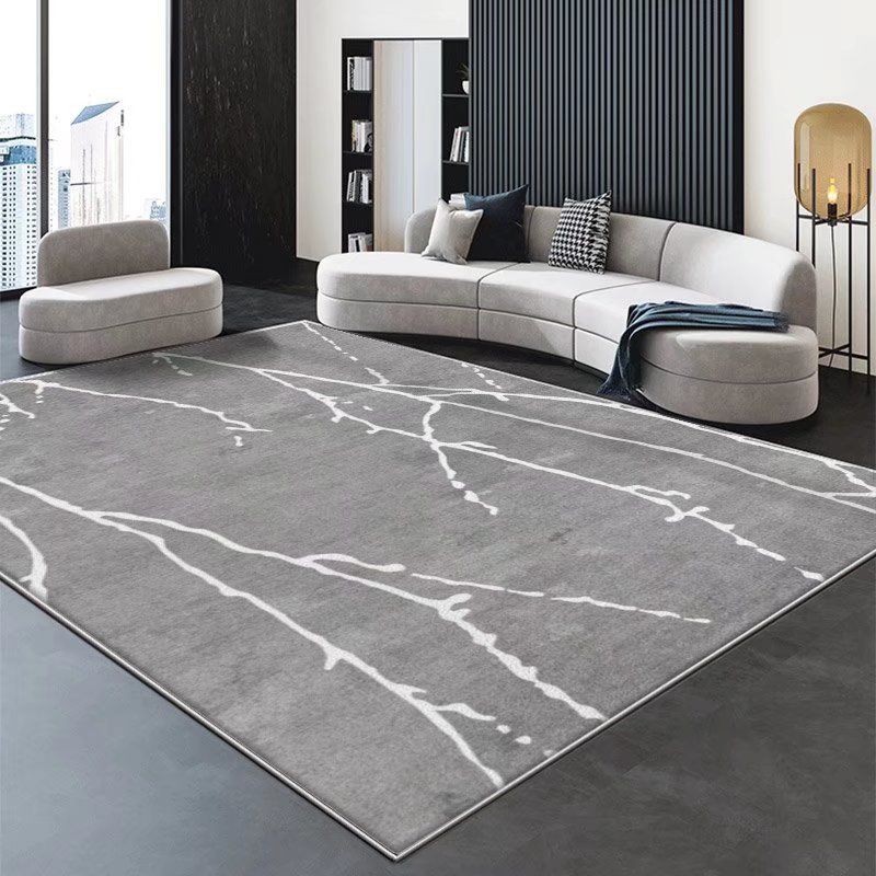 Gray Gorgeous Rug Polyester Line Rug Stain Resistant Indoor Rug for Sitting Room