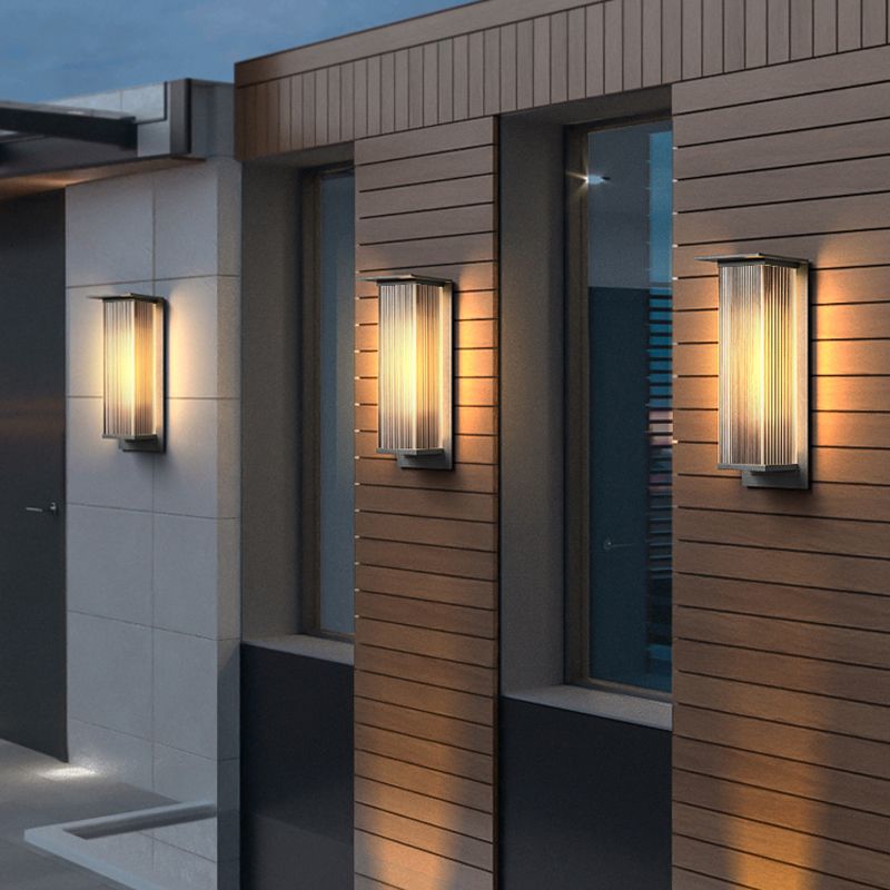 Metal and Acrylic LED Wall Light Modern Rectangle Wall Mount Fixture in Black & Clear