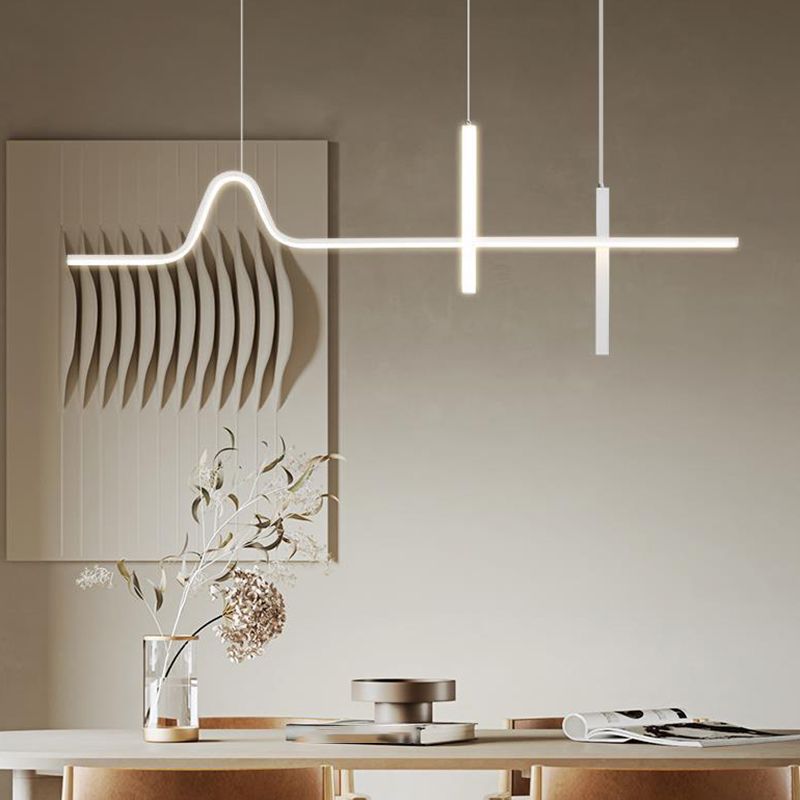 Modern White 3-Light Kitchen Island Lighting LED Ceiling Light for Bedroom