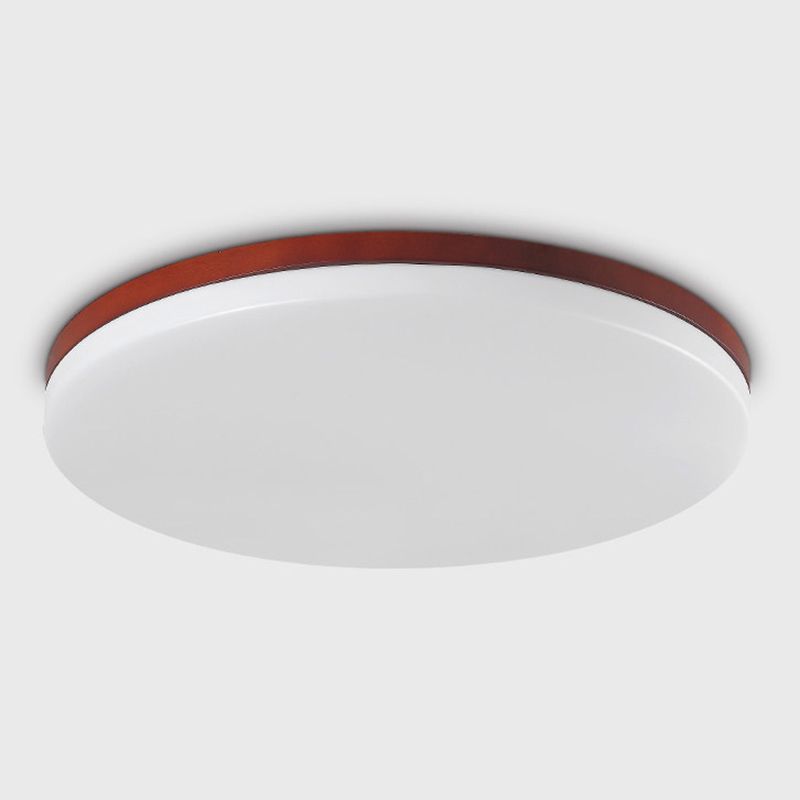 Ultrathin Wooden Ceiling Flush Mount Lighting Simplicity Red Brown Flush Lamp for Dining Room