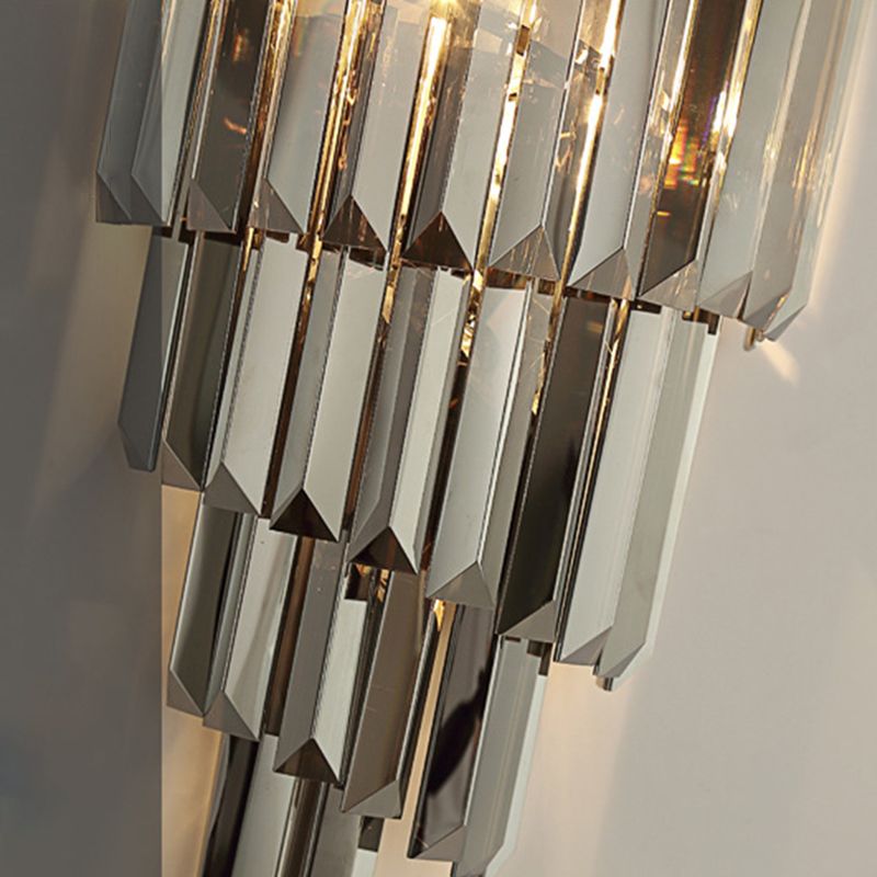 Crystal Geometric Shape Wall Sconce Modern Style 2 Lights Wall Light Fixture in Gray