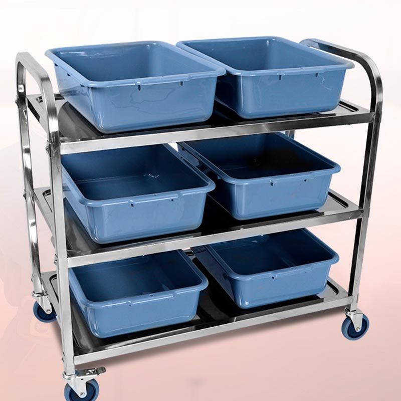 Contemporary Rolling Prep Table Metal Prep Table with Open Storage