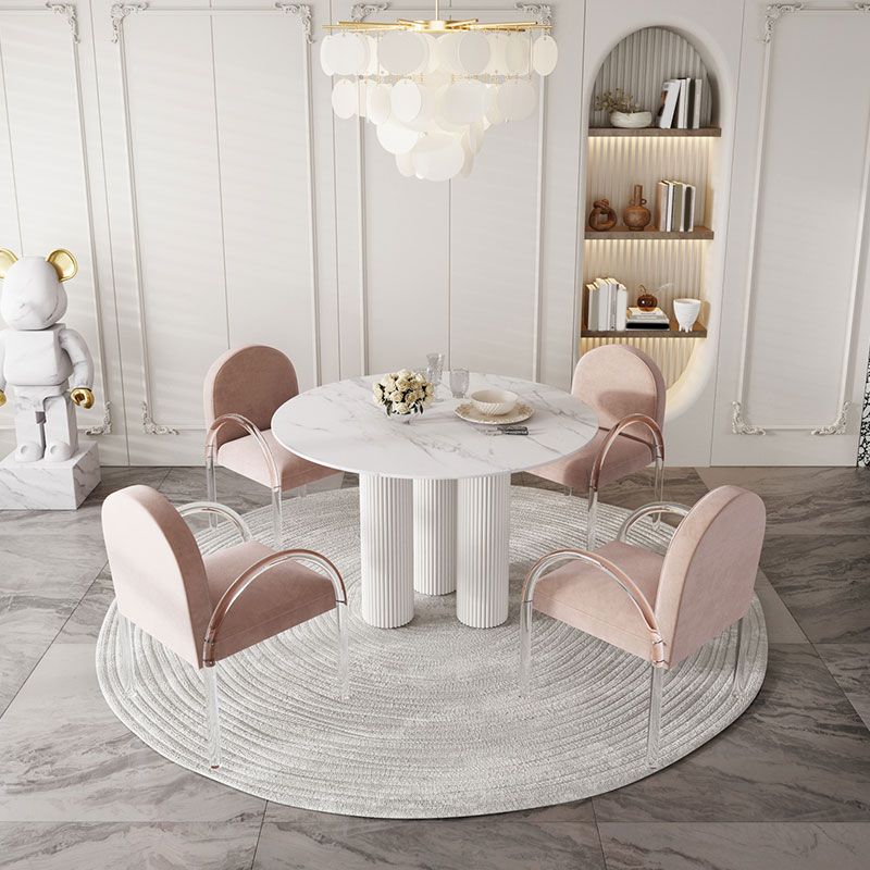 Modern 1/5 Pieces Dining Set Round Stone Dining Table for Dining Room Kitchen