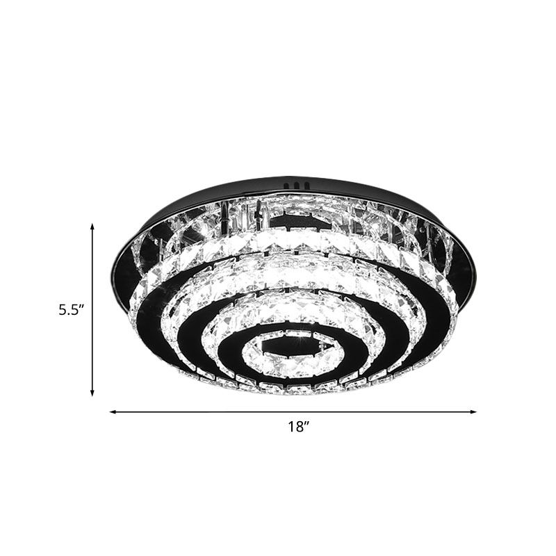 Tiered Ring Crystal Flush Mount Light Fixture Simple Style LED Bedroom Ceiling Flush in Chrome