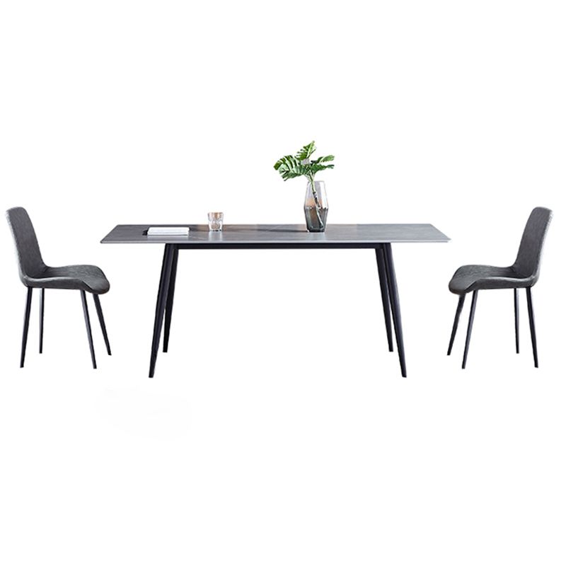 Sintered Stone Grey Tone Table Industrial 4 Legs Table for Dining Room