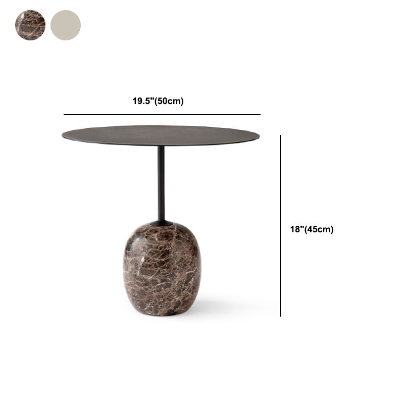 Mid-Century Metal Round Top Side Table Marble Pedestal End Table