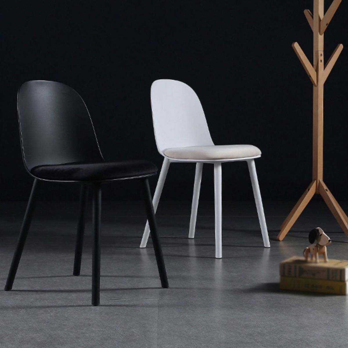 Scandinavian Plastic Kitchen Dining Room Chair Solid Back Side Chair