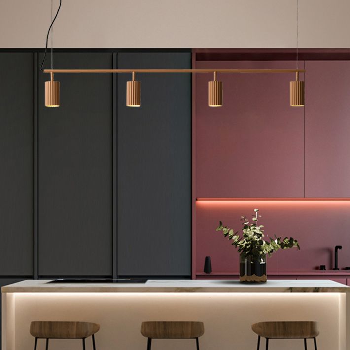 Moderne stijl cilinder eiland verlichtingsarmaturen metaal 4 lichte hanglamp armaturen