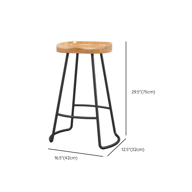 Modern Armless Backless Counter Stool Wood Bar Stool with Pedal for Milk Tea Shop