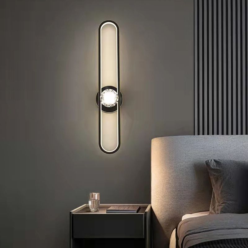 Metal Oval Shade Wall Sconce Modern Style 1 Light Wall Mount Lighting