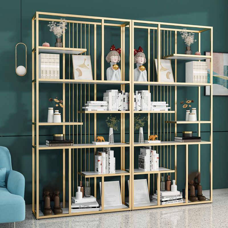 Metal Bookshelf Etagere Contemporary Open Back Bookcase with Shelves