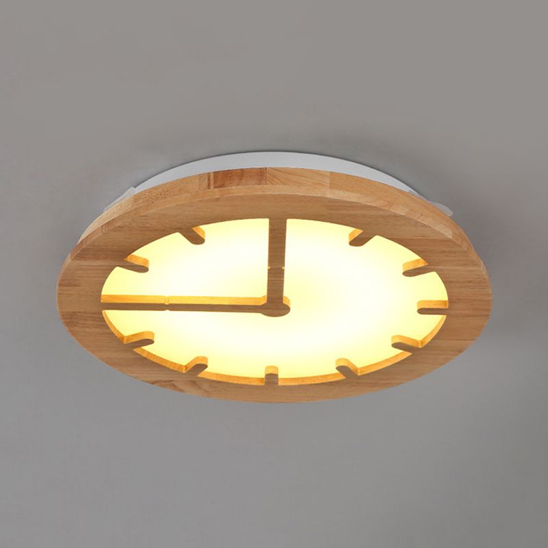 Plafonnier LED circulaire Beige en bois pour enfants, joli plafonnier pour chambre d'enfant