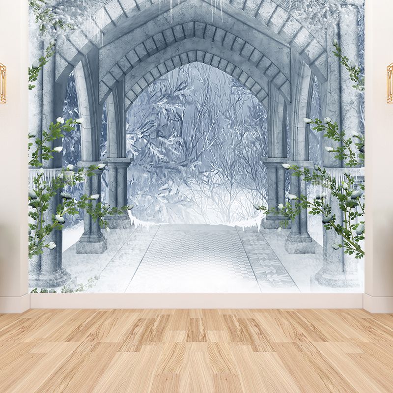 Contemporary Winter Bower Wall Mural White Decorative Wall Covering for Living Room