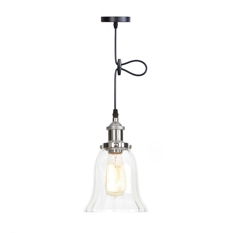 1 lumière suspendue légère à plafond en verre transparent simple pour le restaurant