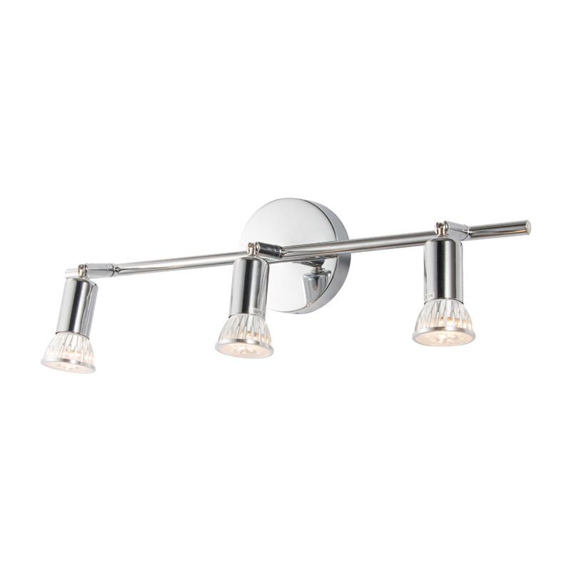3-Lights Adjustable LED Mirror Light Simplicity Style Stainless Steel Cylindrical Vanity Light in Chrome