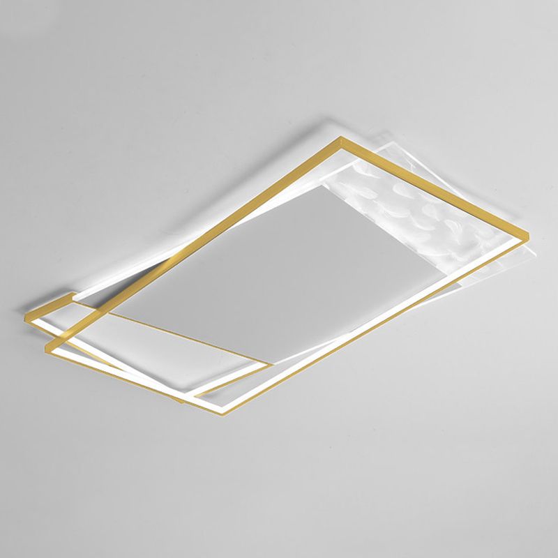 Geometry Shape LED Feather Ceiling Lamp Modern Iron 1 Light Flush Mount for Living Room