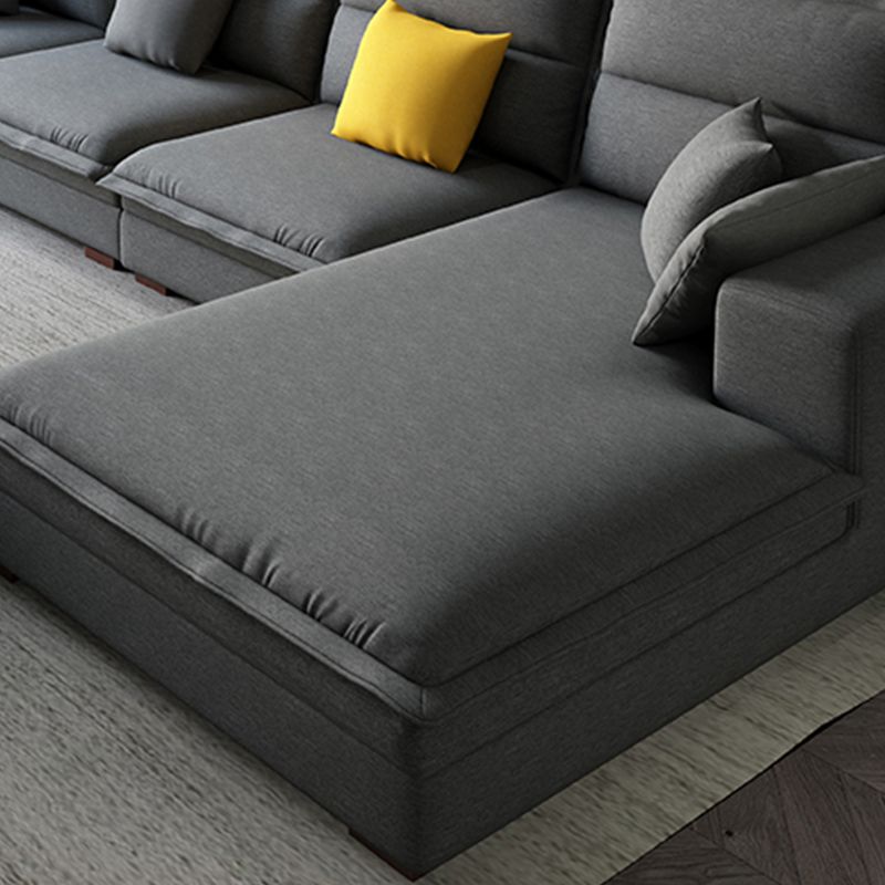 Contemporary Sectional with Pillow Top Arms for 4 People Stationary Sofa