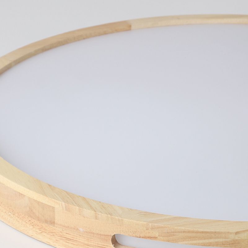 Wood Round Flush Mount Ceiling Light Modern 1 Light Flush Mount Ceiling Fixture in Brown