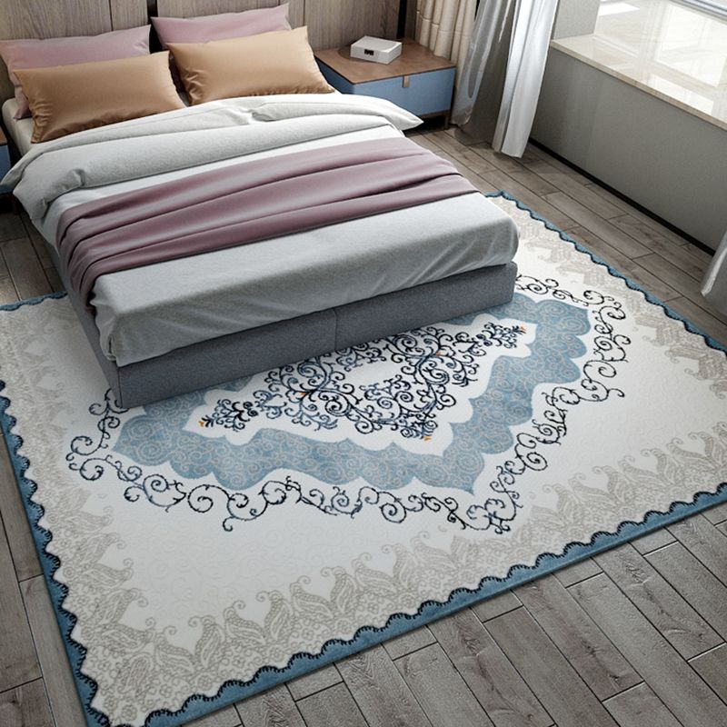 Rapis bleu traditionnel Rapier antique Rapier polyester Tapis résistant aux taches pour la décoration intérieure