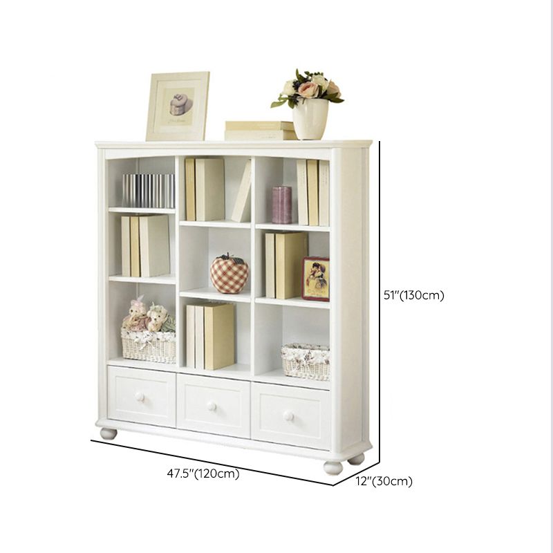 Closed Back Modern Bookcase Standard White Wooden Bookshelf with Shelves