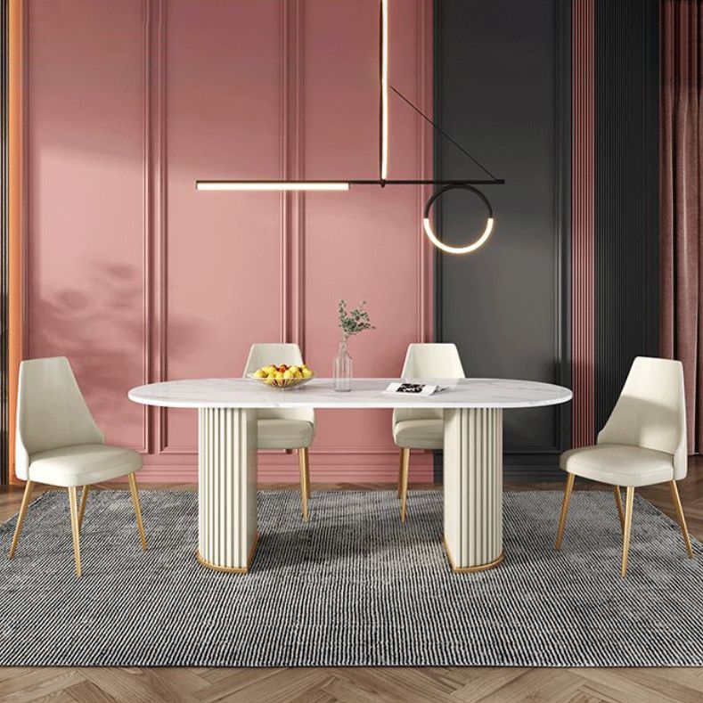 Nordic Glam Rectangle Sintered Stone Table Set 1/2/5/7 Pieces Dining Set