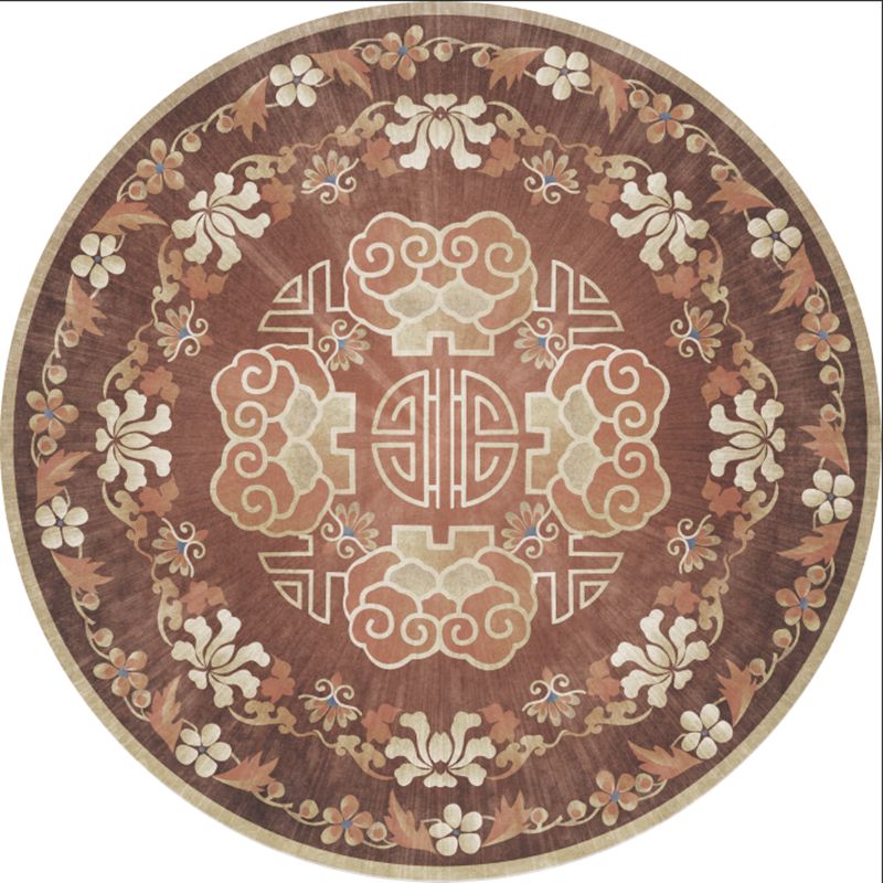 Brown Bohemian Area Carpet Americana Pattern Polyester Area Rug Stain Resistant Rug for Home Decor