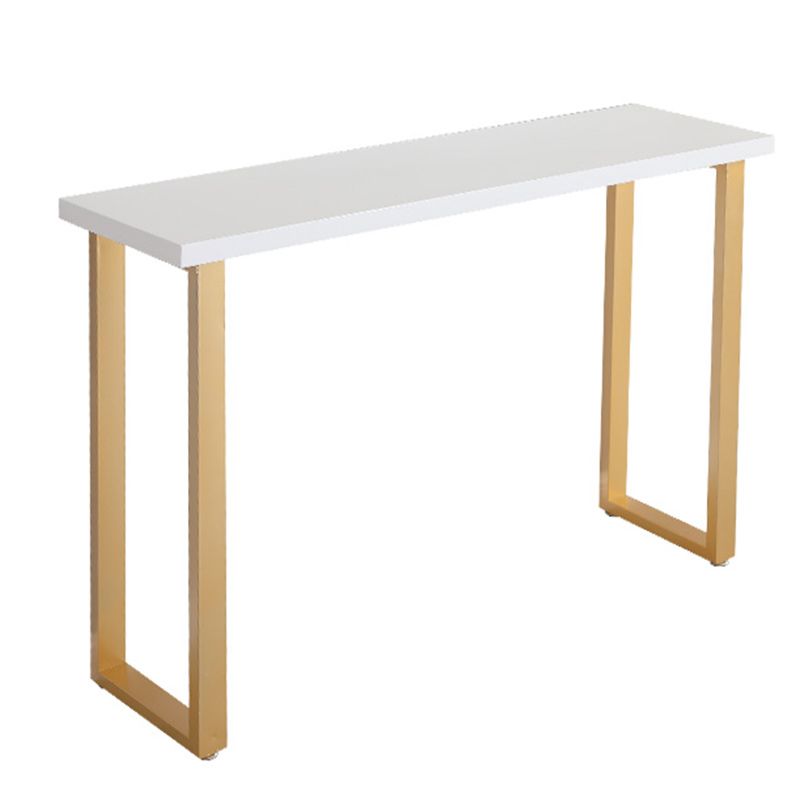 Wood Bar Dining Table Glam Rectangle Bar Table with Double Pedestal for Dining Room