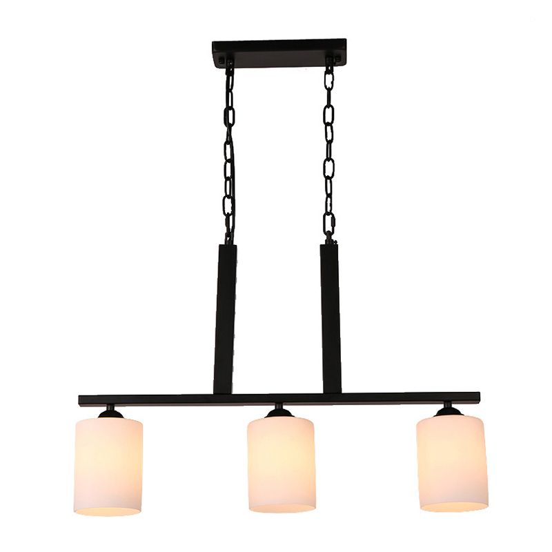 Cylindrical Island Chandelier Lights Contemporary Milk Glass Chandelier Lighting Fixtures for Dining Table