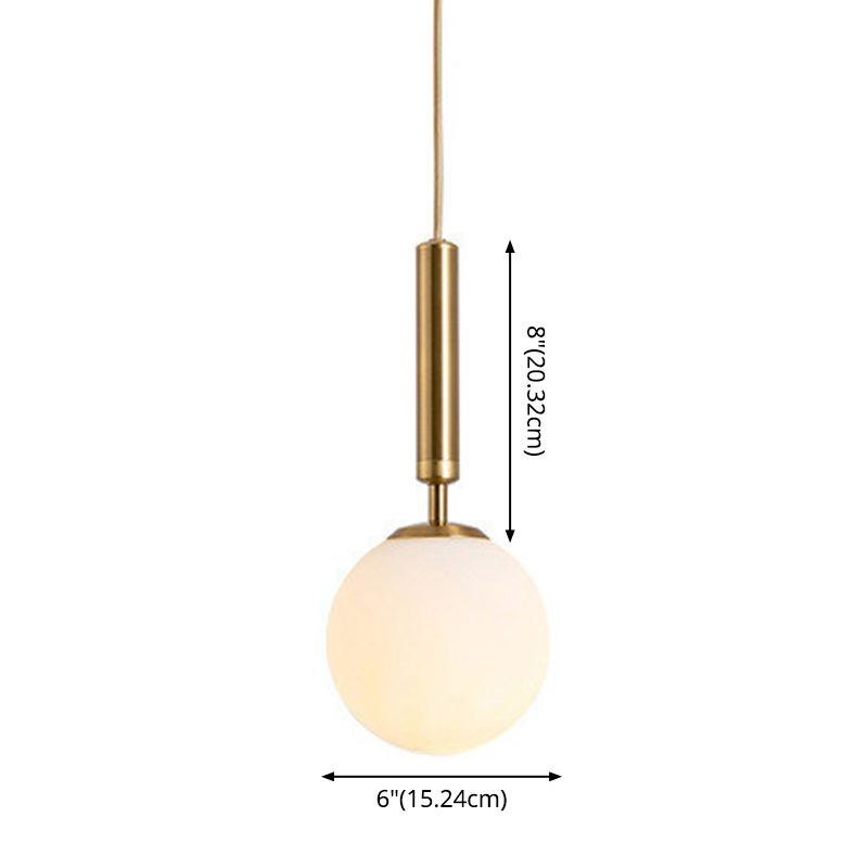 1 Light Sphere Pendant Lighting Mid-Century Modern White Glass Pendant Lighting Fixtures for Restaurant