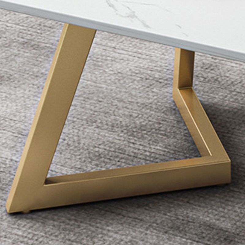 Glam Iron Base Coffee Table with Rectangle Stone Top Cocktail Table