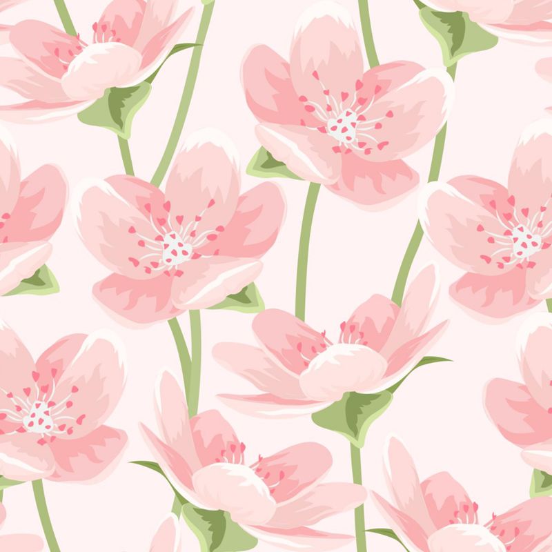 Trendy Blooming Flowers Mural Decal Non-Woven Washable Soft Color Wall Decor for Bedroom