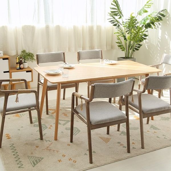 Country Style Dining Arm Chairs Indoor Linen Upholstered Open Back Armchair