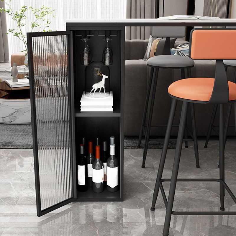 Modern Style Bistro Bar Table Sintered Stone Bar Table with Storage