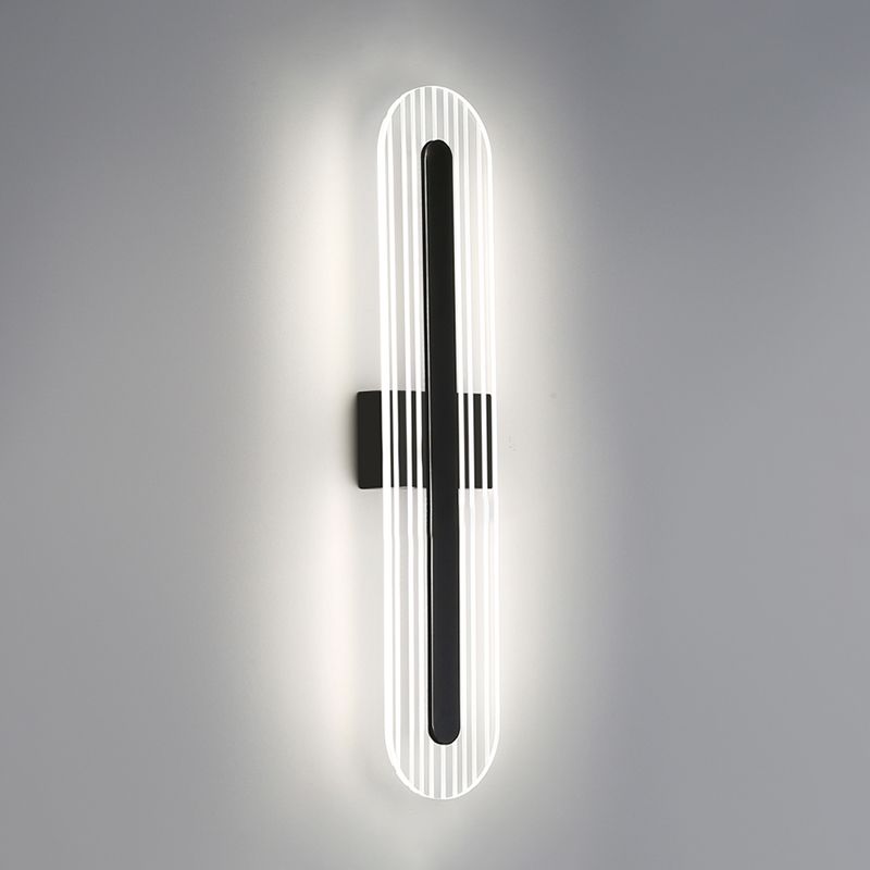 Oval Shade Metal Wall Sconce Modern Style 1 Light Wall Mount Light Fixture in Black