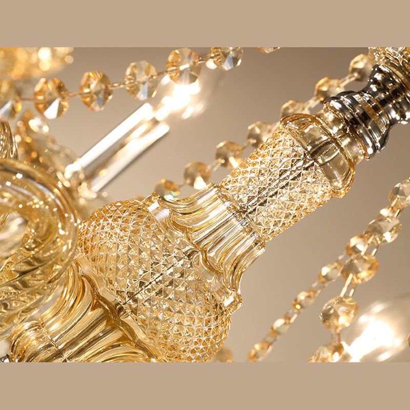 Gold Sputnik Pendant Light in Traditional Luxury Style Crystal Chandelier for Living Room