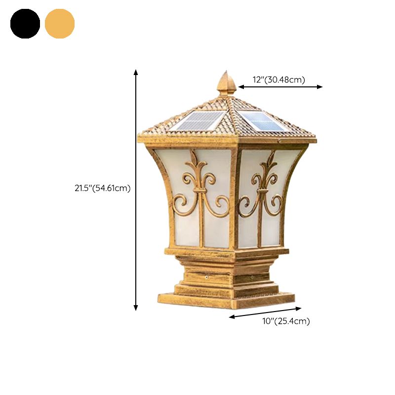 Drum Shape Metal Outdoor Light Modern Style 1 Light Solar Pillar Lights