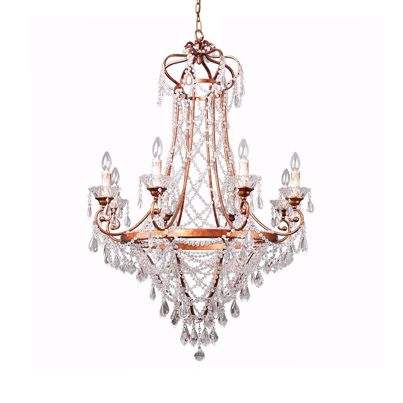 Bougie salon lustre lampe campagne cristal 8 lumières
