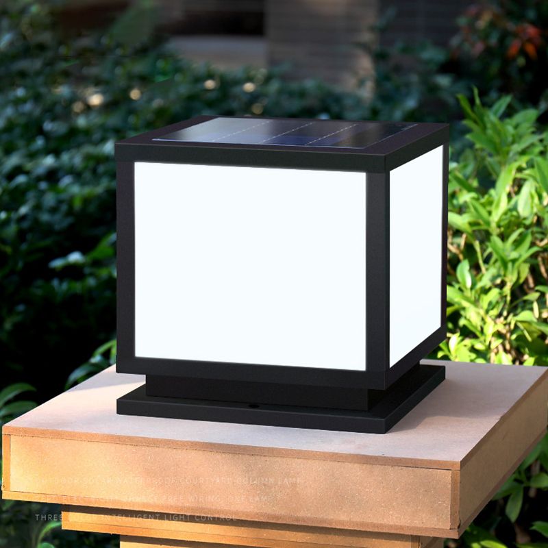 Modern Pillar Lamp Geometric LED Solar Lighting Fixture for Garden