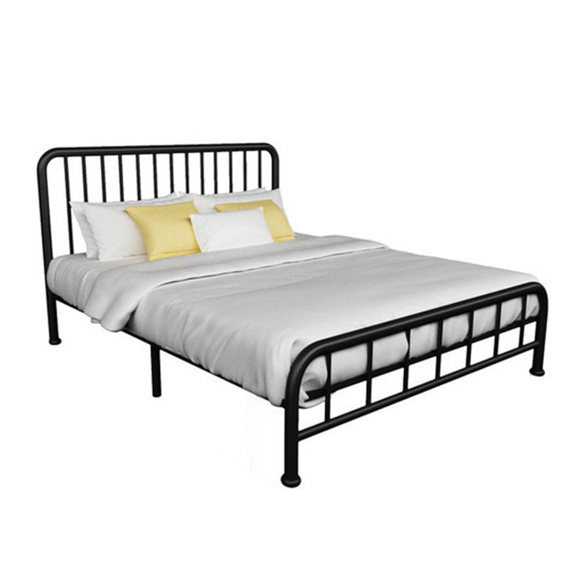 Modern Metal Headboard Bed Rectangular Open-Frame Bed with Metal Legs