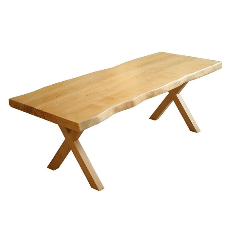 Rectangle Solid Wood Dining Table Modern Contemporary Kitchen Wood Table with Double Pedestal