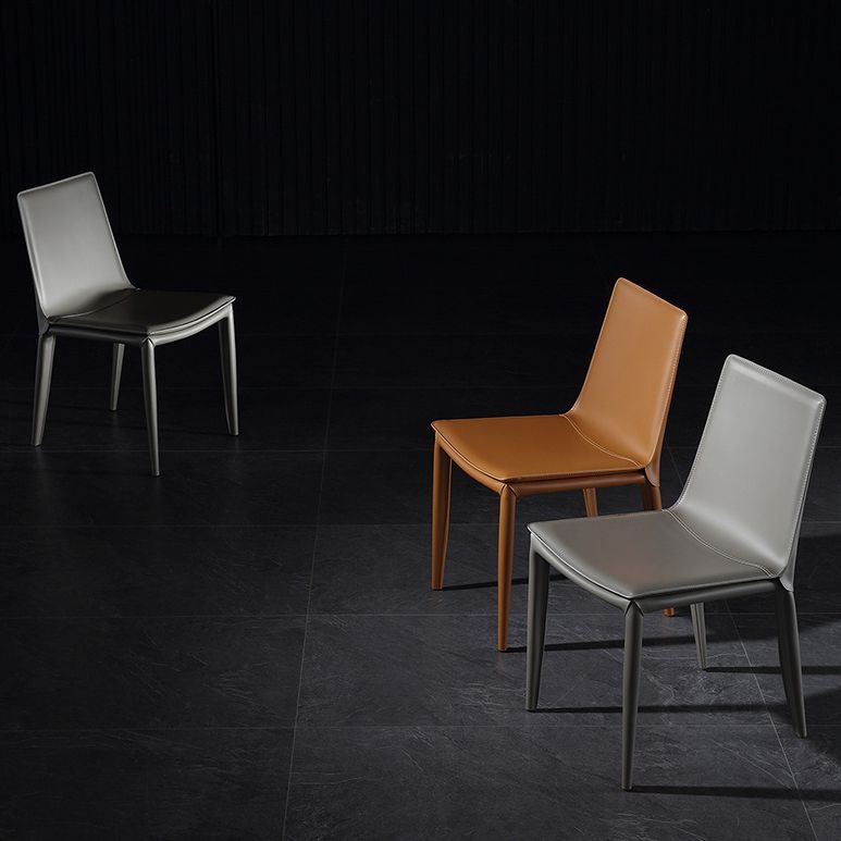 Modern Kitchen PU Leather Dining Side Chair Solid Back Dining Side Chair