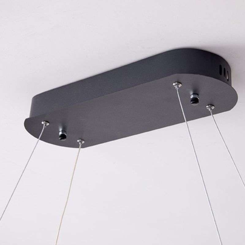 Modern sala da pranzo illuminazione ovale con soffitto a sospensione di metallo lampadario