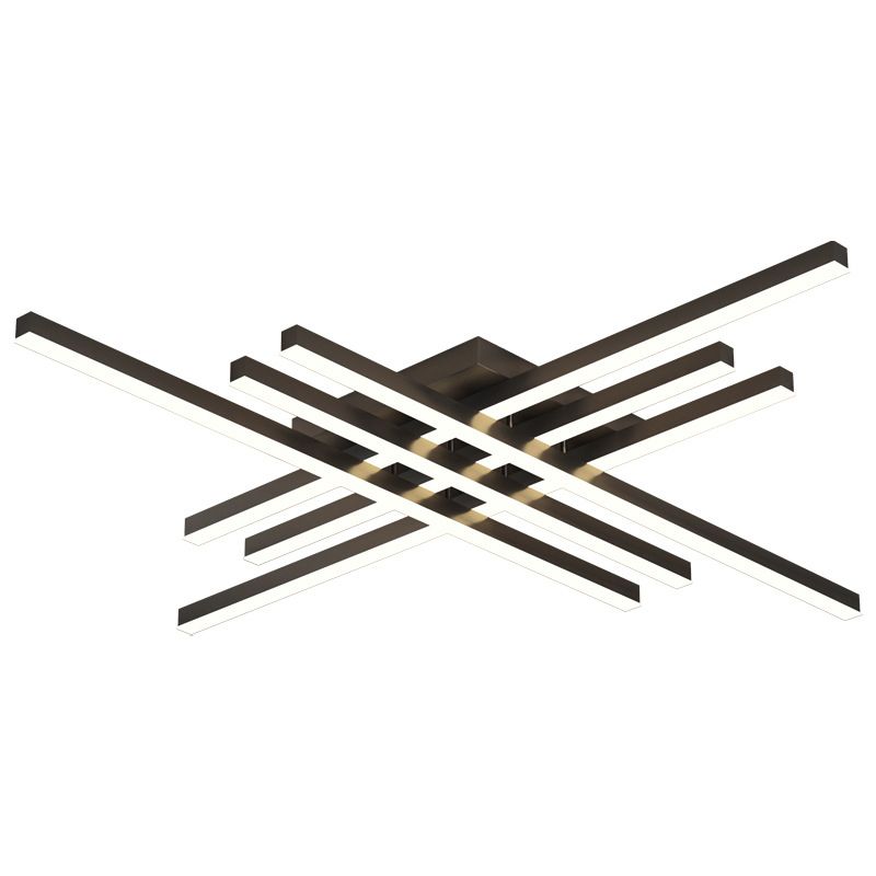 Cross-Cross Semi-Mount Lighting Simplicité Metal Living Room LED Ceiling Flush Light in Black