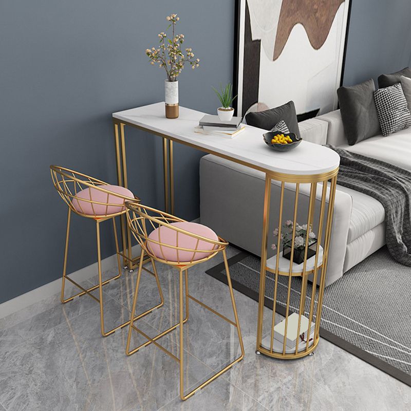 Sintered Stone Modern Bar Table Dining Table with Storage Shelves